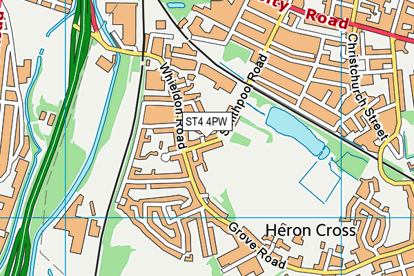 ST4 4PW map - OS VectorMap District (Ordnance Survey)