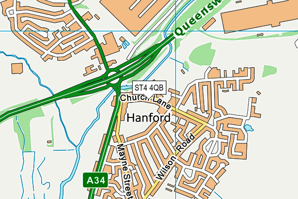 ST4 4QB map - OS VectorMap District (Ordnance Survey)