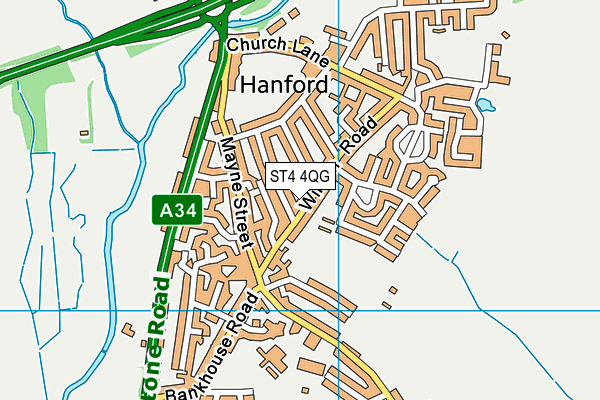 ST4 4QG map - OS VectorMap District (Ordnance Survey)