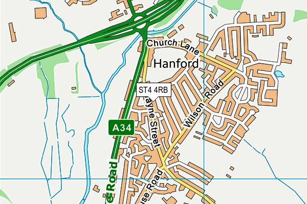 ST4 4RB map - OS VectorMap District (Ordnance Survey)