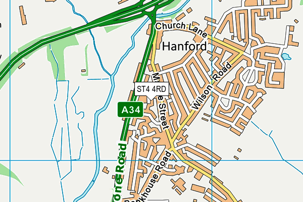 ST4 4RD map - OS VectorMap District (Ordnance Survey)
