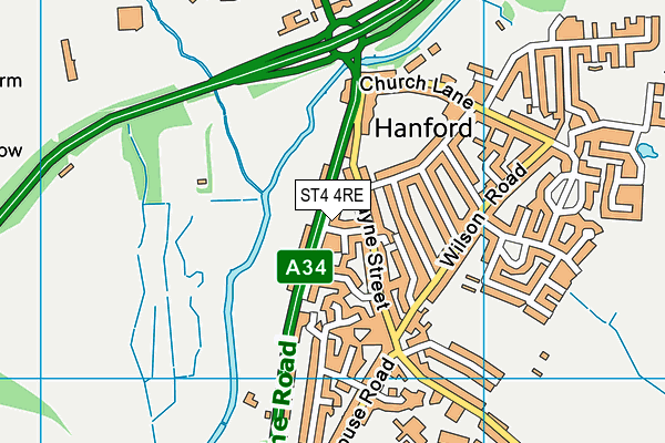 ST4 4RE map - OS VectorMap District (Ordnance Survey)
