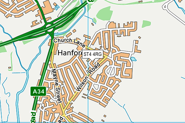 ST4 4RG map - OS VectorMap District (Ordnance Survey)