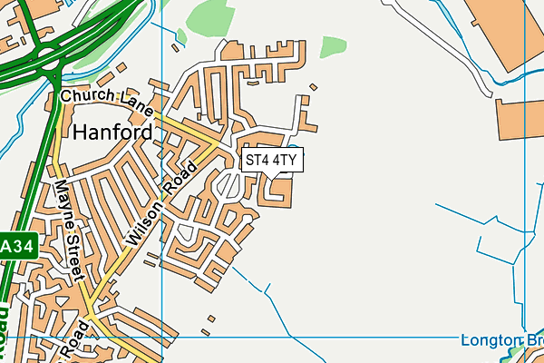 ST4 4TY map - OS VectorMap District (Ordnance Survey)