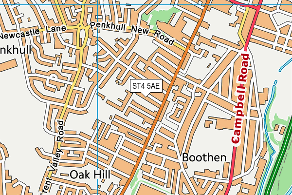 ST4 5AE map - OS VectorMap District (Ordnance Survey)