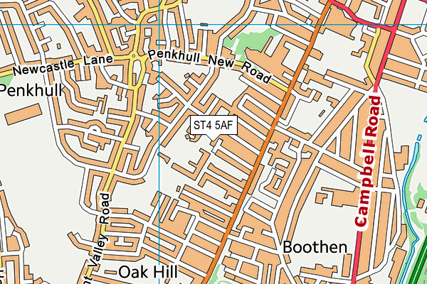 ST4 5AF map - OS VectorMap District (Ordnance Survey)