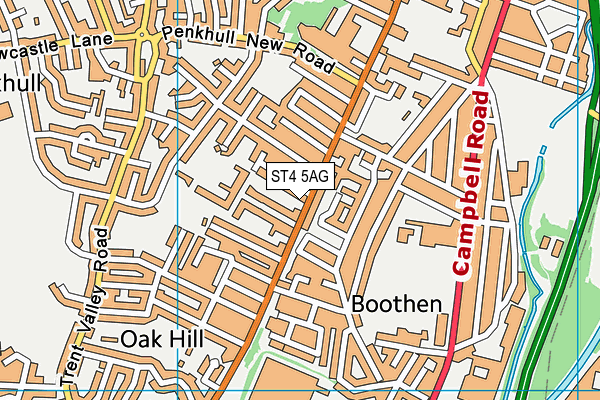 ST4 5AG map - OS VectorMap District (Ordnance Survey)