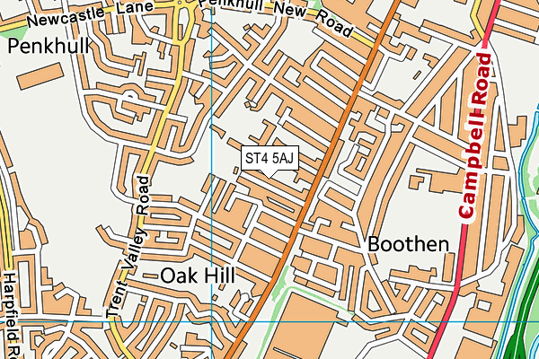 ST4 5AJ map - OS VectorMap District (Ordnance Survey)