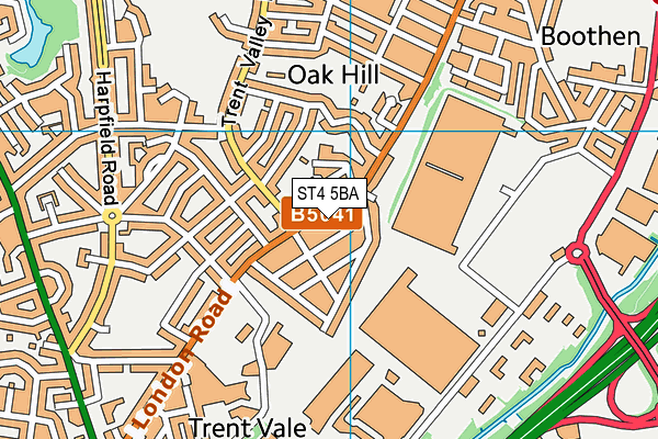 ST4 5BA map - OS VectorMap District (Ordnance Survey)
