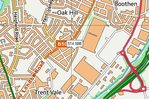 ST4 5BB map - OS VectorMap District (Ordnance Survey)