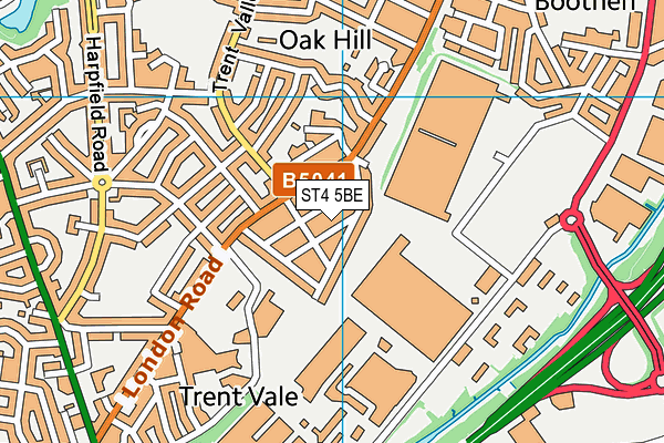 ST4 5BE map - OS VectorMap District (Ordnance Survey)