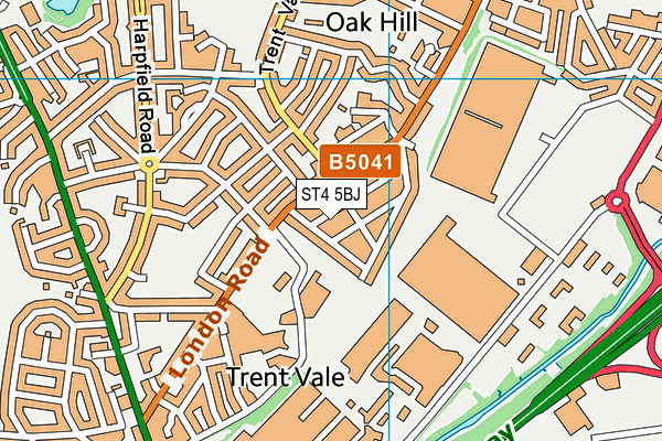 ST4 5BJ map - OS VectorMap District (Ordnance Survey)