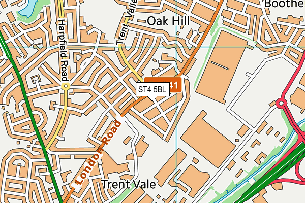ST4 5BL map - OS VectorMap District (Ordnance Survey)