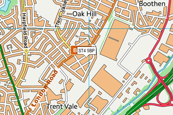 ST4 5BP map - OS VectorMap District (Ordnance Survey)
