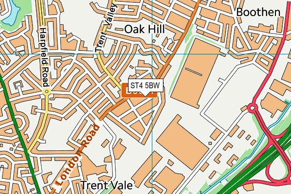 ST4 5BW map - OS VectorMap District (Ordnance Survey)