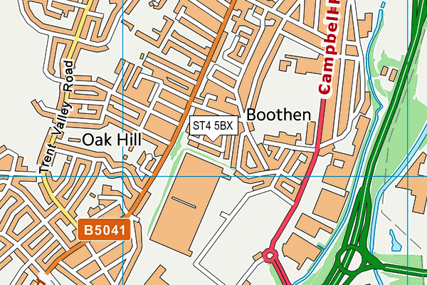 ST4 5BX map - OS VectorMap District (Ordnance Survey)