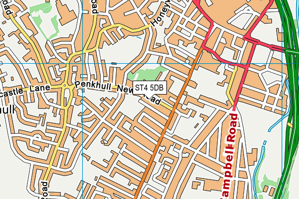 ST4 5DB map - OS VectorMap District (Ordnance Survey)