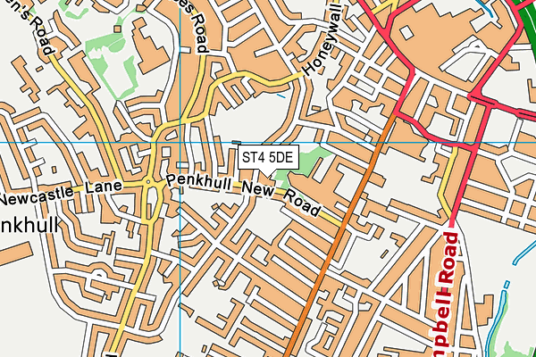 ST4 5DE map - OS VectorMap District (Ordnance Survey)