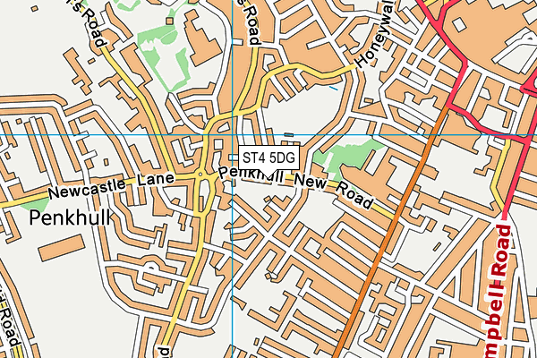 ST4 5DG map - OS VectorMap District (Ordnance Survey)