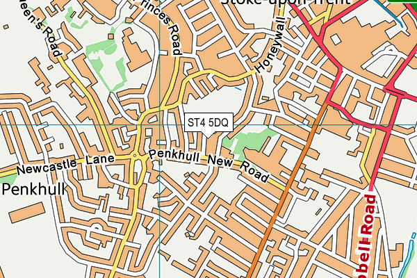 ST4 5DQ map - OS VectorMap District (Ordnance Survey)