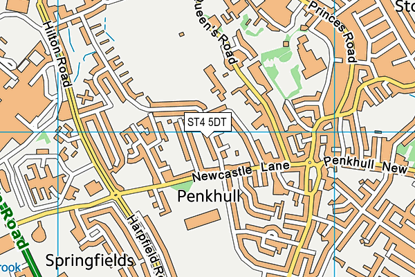 ST4 5DT map - OS VectorMap District (Ordnance Survey)