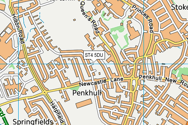ST4 5DU map - OS VectorMap District (Ordnance Survey)
