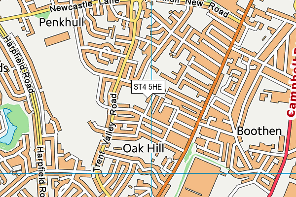 ST4 5HE map - OS VectorMap District (Ordnance Survey)