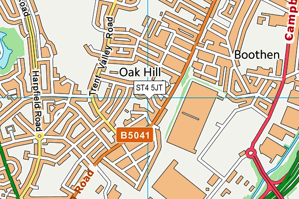 ST4 5JT map - OS VectorMap District (Ordnance Survey)