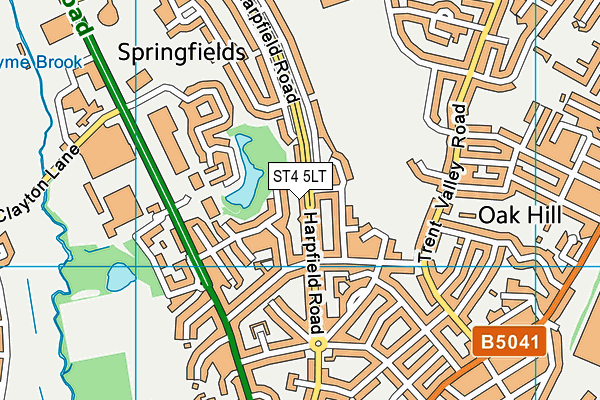 ST4 5LT map - OS VectorMap District (Ordnance Survey)
