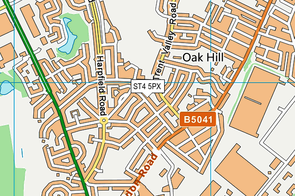 ST4 5PX map - OS VectorMap District (Ordnance Survey)