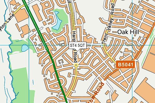 ST4 5QT map - OS VectorMap District (Ordnance Survey)