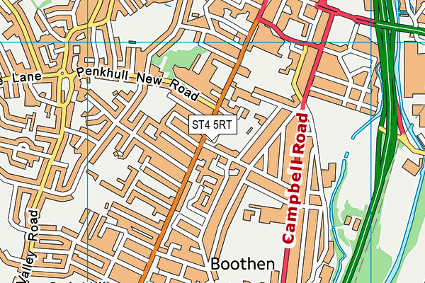 ST4 5RT map - OS VectorMap District (Ordnance Survey)