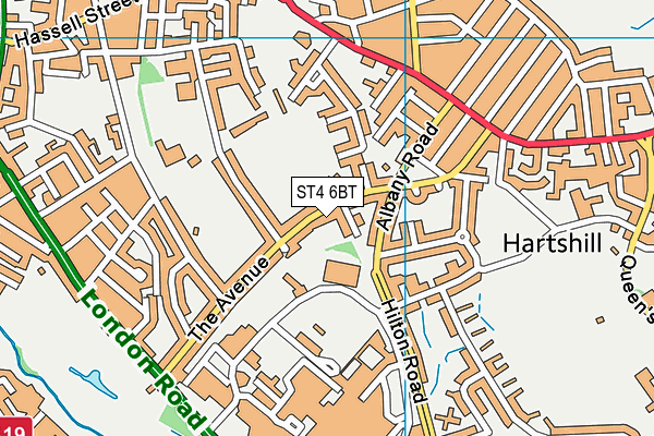 ST4 6BT map - OS VectorMap District (Ordnance Survey)