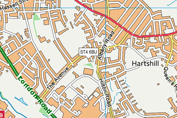 ST4 6BU map - OS VectorMap District (Ordnance Survey)