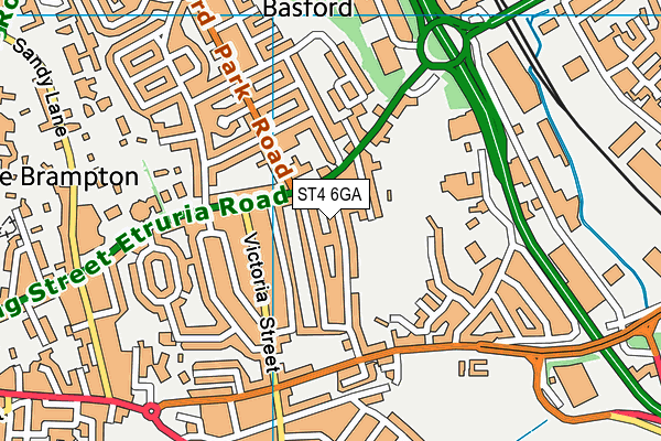 ST4 6GA map - OS VectorMap District (Ordnance Survey)