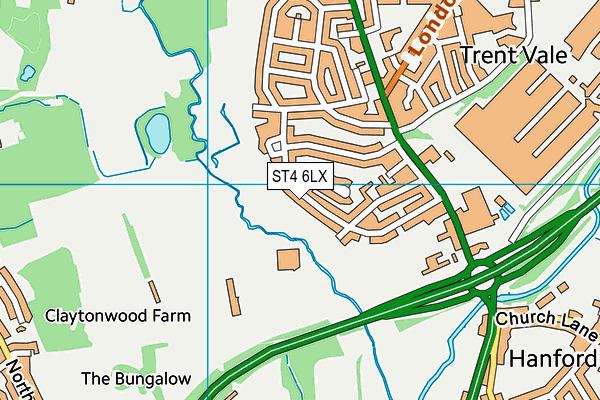 ST4 6LX map - OS VectorMap District (Ordnance Survey)