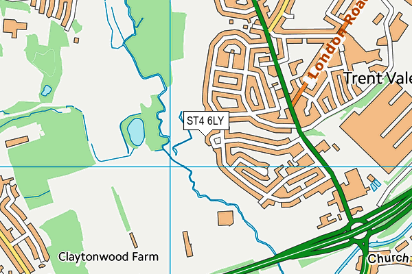 ST4 6LY map - OS VectorMap District (Ordnance Survey)