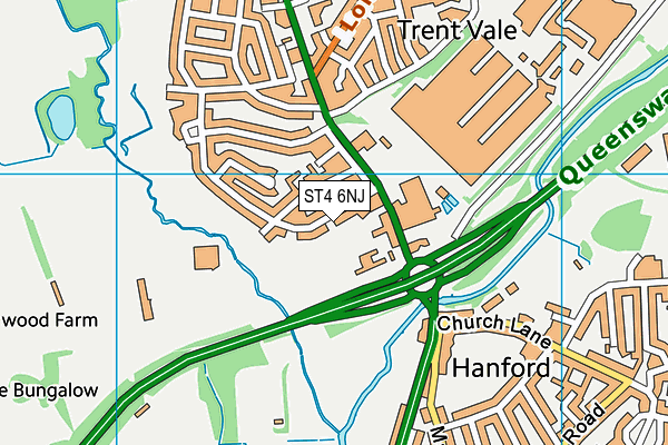 ST4 6NJ map - OS VectorMap District (Ordnance Survey)