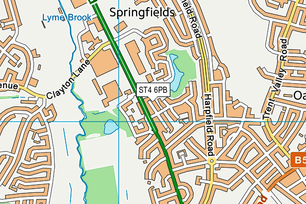 ST4 6PB map - OS VectorMap District (Ordnance Survey)