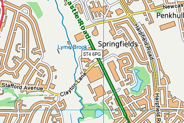 ST4 6PG map - OS VectorMap District (Ordnance Survey)