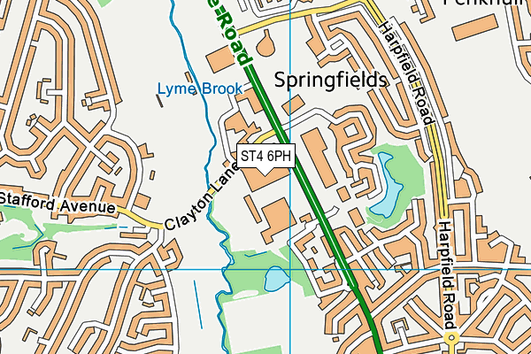 ST4 6PH map - OS VectorMap District (Ordnance Survey)