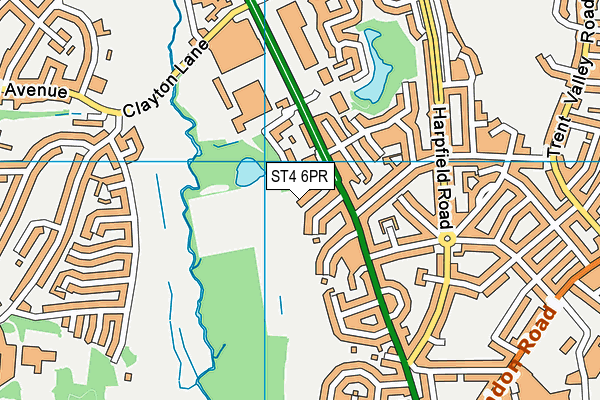 ST4 6PR map - OS VectorMap District (Ordnance Survey)