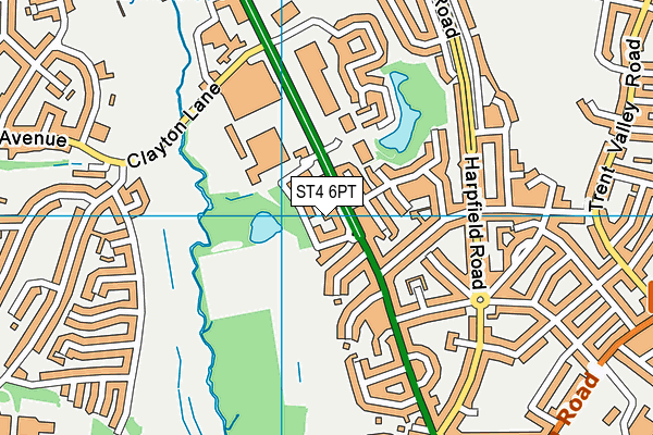 ST4 6PT map - OS VectorMap District (Ordnance Survey)