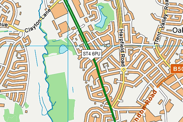 ST4 6PU map - OS VectorMap District (Ordnance Survey)