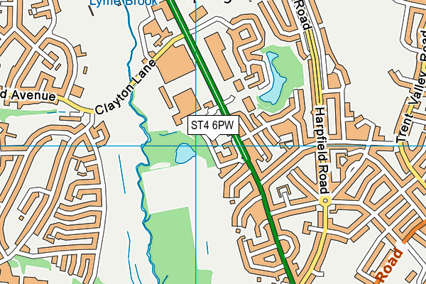 ST4 6PW map - OS VectorMap District (Ordnance Survey)