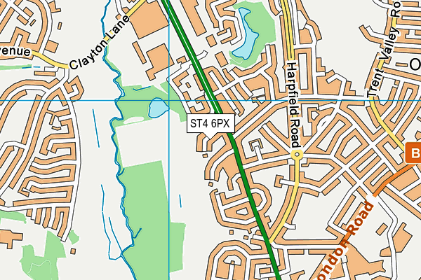 ST4 6PX map - OS VectorMap District (Ordnance Survey)