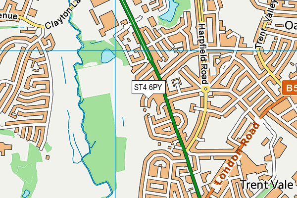 ST4 6PY map - OS VectorMap District (Ordnance Survey)