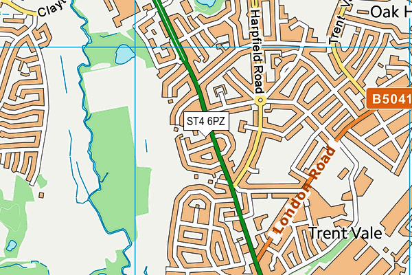 ST4 6PZ map - OS VectorMap District (Ordnance Survey)