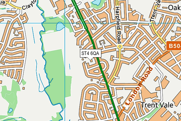 ST4 6QA map - OS VectorMap District (Ordnance Survey)