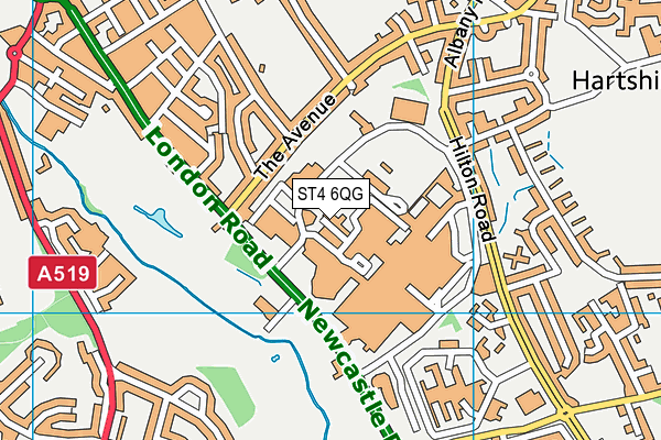 ST4 6QG map - OS VectorMap District (Ordnance Survey)